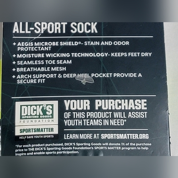 Dick's Sporting Goods All-Sport Sock Size Large 8-13 Neon Green - Picture 5 of 7